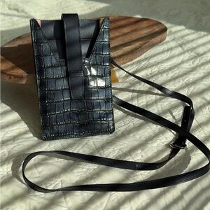 Crocodile Pattern Leather Mini Shoulder Bag